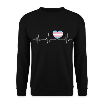 Transgender Herzschlag Pride Month CSD - Unisex Pullover - Schwarz - Vorne - Alina (178cm) & Michal (187cm)