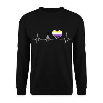 Non Binary Heartbeat Non Binary Pride Month CSD - Unisex Sweatshirt - black - Front - Alina (178cm) & Michal (187cm)