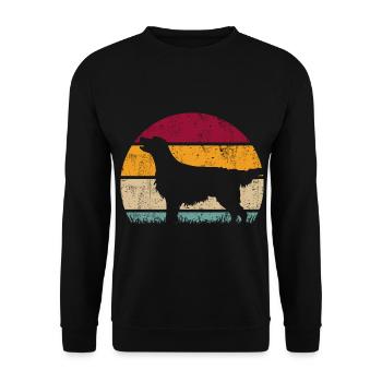 Flat Coated Retriever Retro Vintage Silhouette - Sweat-shirt Unisexe - noir - Devant - Alina (178cm) & Michal (187cm)