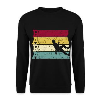 Klettern Kletter Papa Retro für Kletterer Vater - Unisex Pullover - Schwarz - Vorne - Alina (178cm) & Michal (187cm)