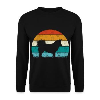 Islandhund Vintage Retro - Unisex Pullover - Schwarz - Vorne - Alina (178cm) & Michal (187cm)