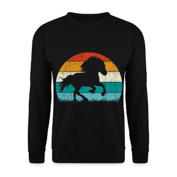 Islandpferd Tölt Retro Vintage - Sweat-shirt Unisexe - noir - Devant - Alina (178cm) & Michal (187cm)
