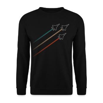 Squadron fighter jets vintage contrails - Unisex Sweatshirt - black - Front - Alina (178cm) & Michal (187cm)