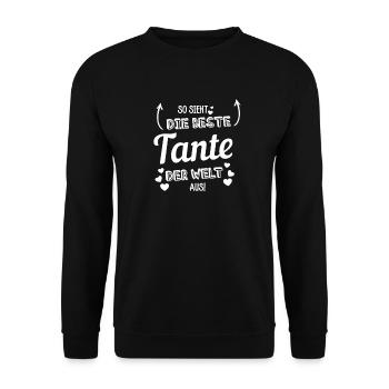 So sieht die beste Tante der Welt aus! - Unisex Pullover - Schwarz - Vorne - Alina (178cm) & Michal (187cm)