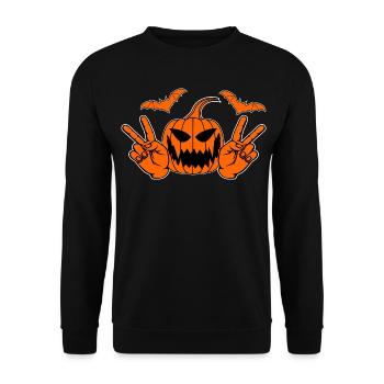 Helloween Peace Victory Hand Symbol Bat - Unisex Sweatshirt - black - Front - Alina (178cm) & Michal (187cm)