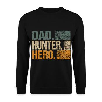 Chasseur Père Papa Hero Sprüch Drôle Rétro Style - Sweat-shirt Unisexe - noir - Devant - Alina (178cm) & Michal (187cm)