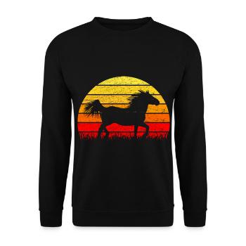 Silhouette d'un cheval Noriker au lever du soleil - Sweat-shirt Unisexe - noir - Devant - Alina (178cm) & Michal (187cm)