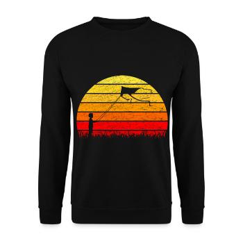 Drachensteigen Drachen Steigen Sonnenaufgang - Unisex Pullover - Schwarz - Vorne - Alina (178cm) & Michal (187cm)