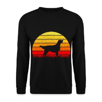 Flat Coated Retriever Sonnenaufgang - Unisex Pullover - Schwarz - Vorne - Alina (178cm) & Michal (187cm)