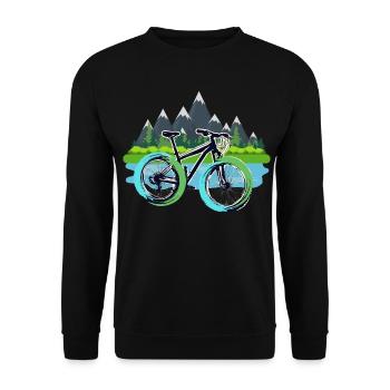 Mountain Bike T-Shirt - Outdoor Mugs Bags Bike - Unisex Sweatshirt - black - Front - Alina (178cm) & Michal (187cm)