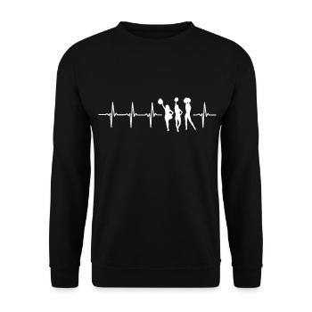 Funny Cheerleading Heartbeat - Unisex Sweatshirt - black - Front - Alina (178cm) & Michal (187cm)