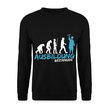 Ausbildung Prüfung bestanden Geselle Evolution - Unisex Pullover - Schwarz - Vorne - Alina (178cm) & Michal (187cm)