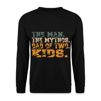 Papa von Zwei Zweites Kind Baby Retro Spruch - Unisex Pullover - Schwarz - Vorne - Alina (178cm) & Michal (187cm)