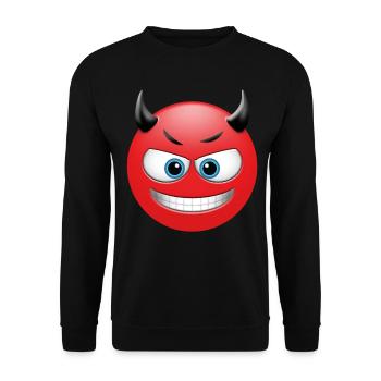 EMOJI grinning devil cool and funny design - Unisex Sweatshirt - black - Front - Alina (178cm) & Michal (187cm)
