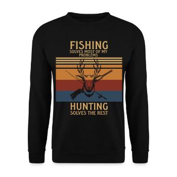 Pêcher Pêcheur Canne à pêche - Sweat-shirt Unisexe - noir - Devant - Alina (178cm) & Michal (187cm)