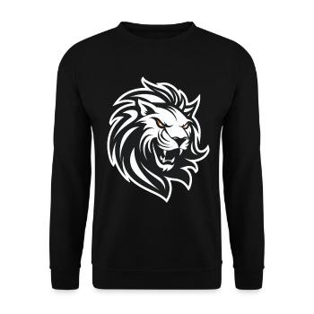 Löwenkopf in schwarz-weiß - Unisex Pullover - Schwarz - Vorne - Alina (178cm) & Michal (187cm)