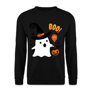 BOO! Fantôme Halloween - Sweat-shirt Unisexe - noir - Devant - Alina (178cm) & Michal (187cm)