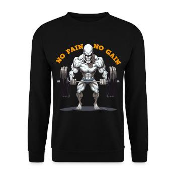 Musculation squelette No Pain No Gain - Sweat-shirt Unisexe - noir - Devant - Alina (178cm) & Michal (187cm)
