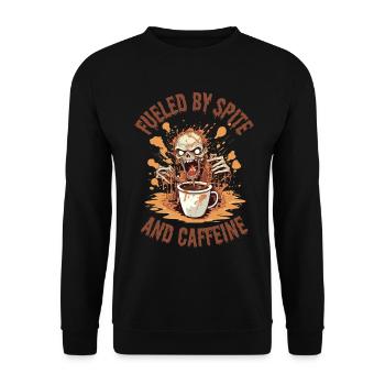Fueled by spite and caffeine - Unisex Sweatshirt - black - Front - Alina (178cm) & Michal (187cm)