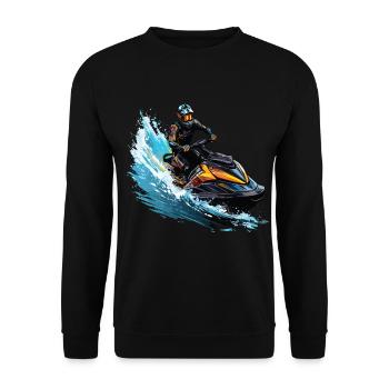 Jetski fahren auf den Wellen - Unisex Pullover - Schwarz - Vorne - Alina (178cm) & Michal (187cm)