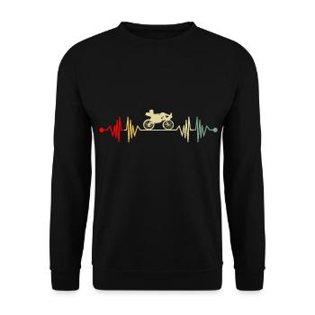 Liegefahrrad Liegerad Herzschlag Retro - Unisex Pullover - Schwarz - Vorne - Alina (178cm) & Michal (187cm)