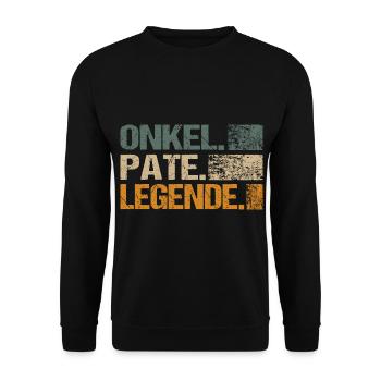 Onkel Pate Legende für Patenonkel - Unisex Pullover - Schwarz - Vorne - Alina (178cm) & Michal (187cm)