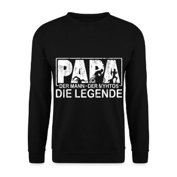 Triathlon Triathlet Papa witziger Legende Spruch - Unisex Pullover - Schwarz - Vorne - Alina (178cm) & Michal (187cm)