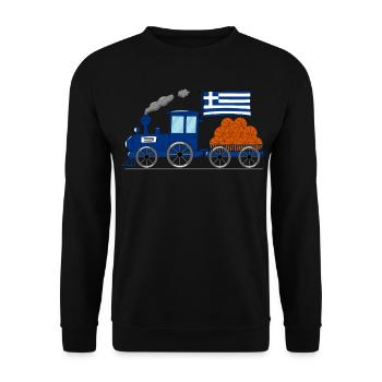 Greece Flag Basketball Railway - Unisex Sweatshirt - black - Front - Alina (178cm) & Michal (187cm)
