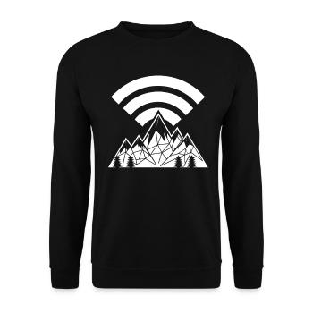 Abstract Wifi Signal Mountain Silhouette - Unisex Sweatshirt - black - Front - Alina (178cm) & Michal (187cm)