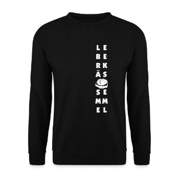 die Leberkäse Semmel - der Austro Burger - Unisex Pullover - Schwarz - Vorne - Alina (178cm) & Michal (187cm)