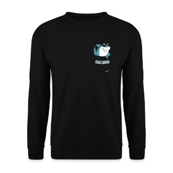 Haifisch High Five: HAI FIVE! - Brusttasche - Unisex Pullover - Schwarz - Vorne - Alina (178cm) & Michal (187cm)