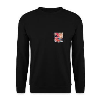 Faux Pocket Chest Pocket Tropical Pattern - Sweat-shirt Unisexe - noir - Devant - Alina (178cm) & Michal (187cm)
