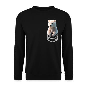 Polar Bear Polar Bear In Breast Pocket Shirt Pocket - Unisex Sweatshirt - black - Front - Alina (178cm) & Michal (187cm)