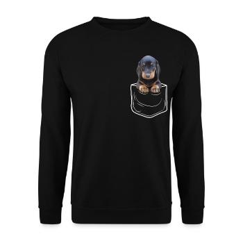 Dachshund Shorthair Dachshund Chest Bag - Unisex Sweatshirt - black - Front - Alina (178cm) & Michal (187cm)