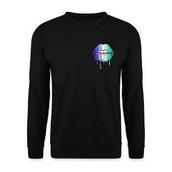 Schwuler Man Pride Mund Gaymen Flagge Pride - Unisex Pullover - Schwarz - Vorne - Alina (178cm) & Michal (187cm)