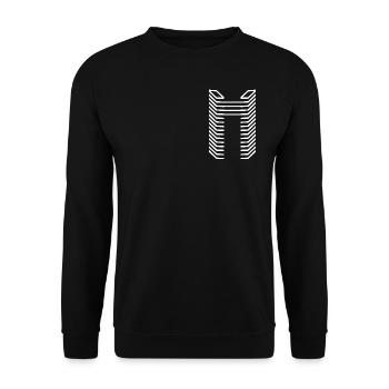 Einzigartiger Buchstabe n Logo Design "Weiß" - Unisex Pullover - Schwarz - Vorne - Alina (178cm) & Michal (187cm)