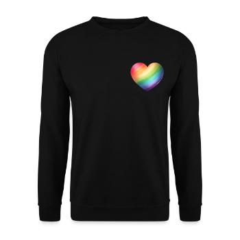 HERZ - REGENBOGENFARBEN - Unisex Pullover - Schwarz - Vorne - Alina (178cm) & Michal (187cm)