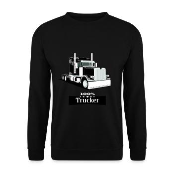 Best Trucker, 100% Trucker,Lkw Trucker Design - Unisex Pullover - Schwarz - Vorne - Alina (178cm) & Michal (187cm)