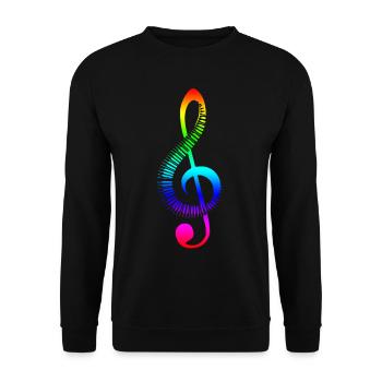 Notenschlüssel Regenbogen - Unisex Pullover - Schwarz - Vorne - Alina (178cm) & Michal (187cm)
