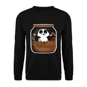 I love Pandas Bear Panda in Chocolate Cream Glass - Unisex Sweatshirt - black - Front - Alina (178cm) & Michal (187cm)