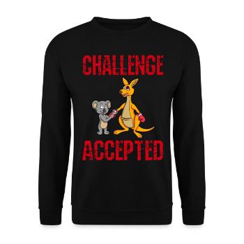 CHALLENGE ACCEPTED - Boxer Kangaroo + Koala Trainer - Unisex Sweatshirt - black - Front - Alina (178cm) & Michal (187cm)