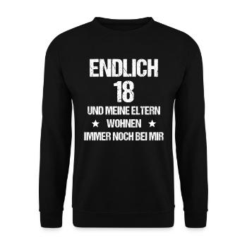 Endlich 18 - Unisex Pullover - Schwarz - Vorne - Alina (178cm) & Michal (187cm)