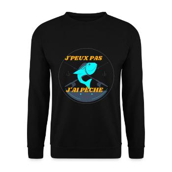 JE PEUX PAS J'AI PÊCHE - Sweat-shirt Unisexe - noir - Devant - Alina (178cm) & Michal (187cm)