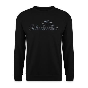 Schietwetter Möwen Design Maritim Schlicht - Unisex Pullover - Schwarz - Vorne - Alina (178cm) & Michal (187cm)