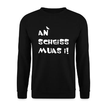 An scheiss muas i - Unisex Pullover - Schwarz - Vorne - Alina (178cm) & Michal (187cm)