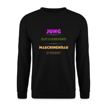 Jung gutaussehend Maschinenbau Student - Unisex Pullover - Schwarz - Vorne - Alina (178cm) & Michal (187cm)