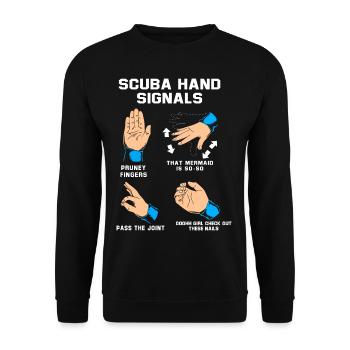 Diver Hand Sign Scuba Diving - Unisex Sweatshirt - black - Front - Alina (178cm) & Michal (187cm)