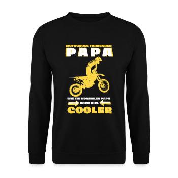 Motocross Papa Dirtbike Geschenk - Unisex Pullover - Schwarz - Vorne - Alina (178cm) & Michal (187cm)