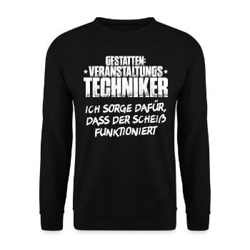Veranstaltungstechniker Event Technician - Unisex Pullover - Schwarz - Vorne - Alina (178cm) & Michal (187cm)