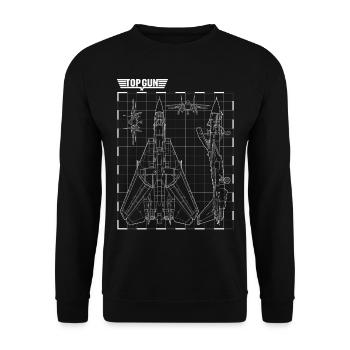 Top Gun Fighter Jet Blueprint White - Unisex Sweatshirt - black - Front - Alina (178cm) & Michal (187cm)